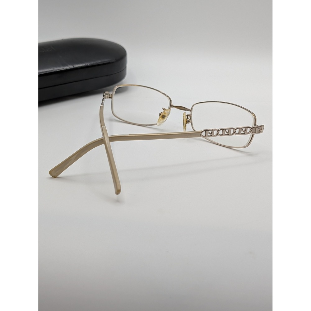 Fendi F725 Champagne Gold Metal Rectangular Eyeglasses Frames with Case